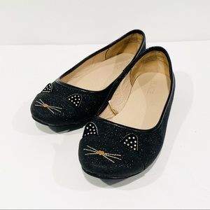 Children’s Place Black Sparkly Cat Flats Shoes